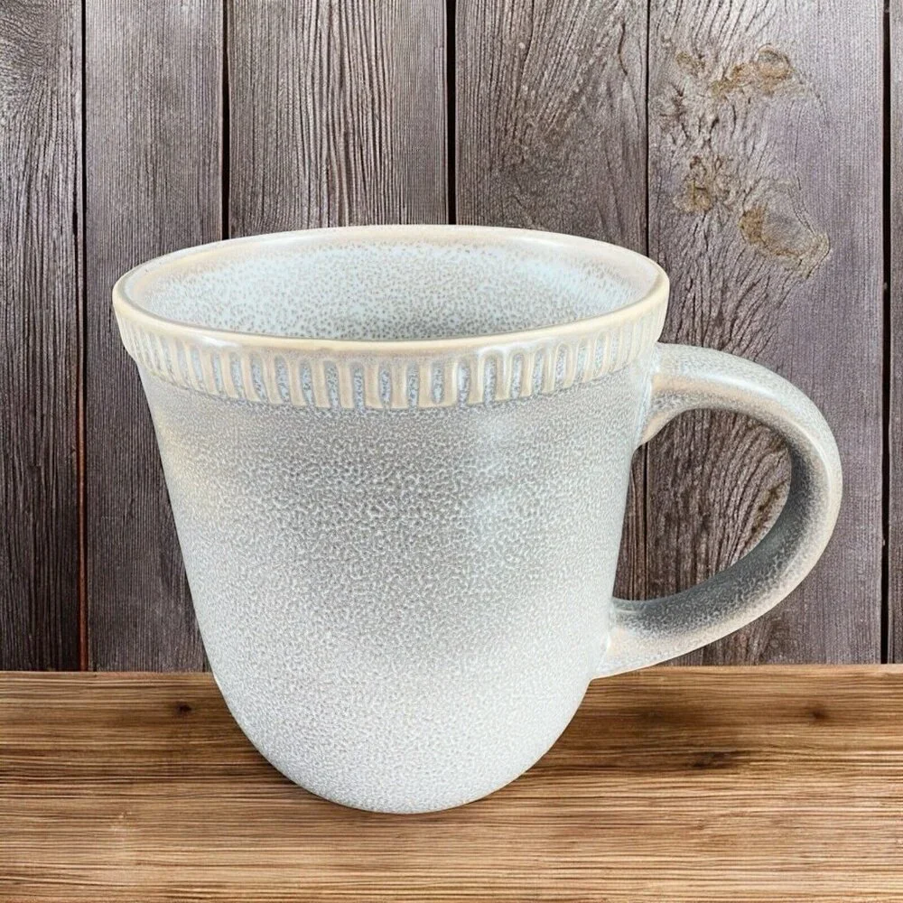 Pier 1 Easton Charcoal Gray Stoneware Coffee‎ Mug Cup Set 2 Mugs Cups Ceramic